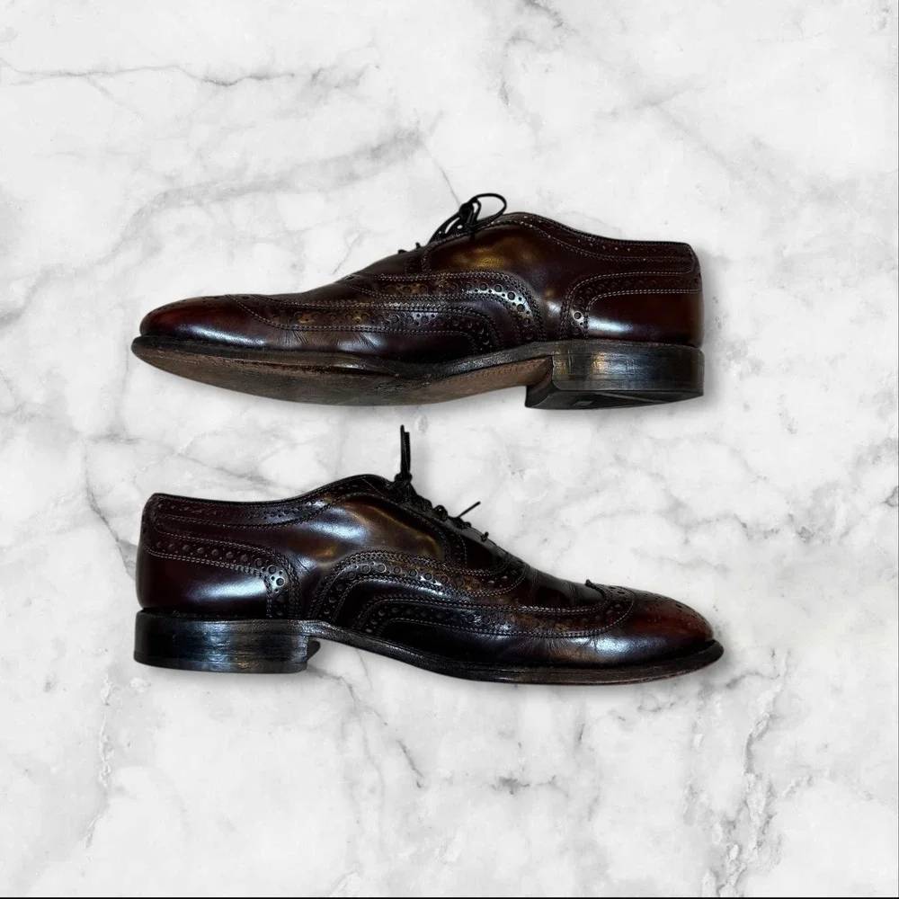 Allen Edmonds‎ McAllister Wingtip Oxford Shoes Burgundy Leather Men Size 8 C